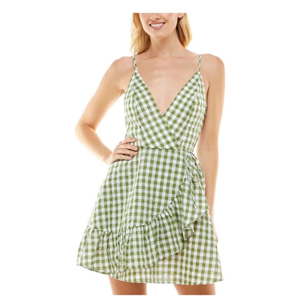 SPEECHLESS Womens Side Tie Cutout Back Sleeveless Short Faux Wrap Dress